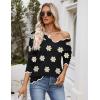 Zeagoo Women’s 2026 Fall V Neck Sweater Casual Long Sleeve Lightweight Ribbed Knit Pullover Sweaters Dressy Casual Tops(Z- Flower Black)