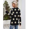 Zeagoo Women’s 2026 Fall V Neck Sweater Casual Long Sleeve Lightweight Ribbed Knit Pullover Sweaters Dressy Casual Tops(Z- Flower Black)