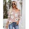 Zeagoo Women’s 2026 Fall V Neck Sweater Casual Long Sleeve Lightweight Ribbed Knit Pullover Sweaters Dressy Casual Tops(Z- Flower Khaki)