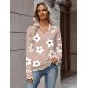 Zeagoo Women’s 2026 Fall V Neck Sweater Casual Long Sleeve Lightweight Ribbed Knit Pullover Sweaters Dressy Casual Tops(Z- Flower Khaki)