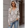 Zeagoo Women’s 2026 Fall V Neck Sweater Casual Long Sleeve Lightweight Ribbed Knit Pullover Sweaters Dressy Casual Tops(Z- Flower White)