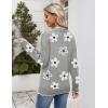 Zeagoo Women’s 2026 Fall V Neck Sweater Casual Long Sleeve Lightweight Ribbed Knit Pullover Sweaters Dressy Casual Tops(Z- Flowers Grey)
