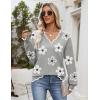 Zeagoo Women’s 2026 Fall V Neck Sweater Casual Long Sleeve Lightweight Ribbed Knit Pullover Sweaters Dressy Casual Tops(Z- Flowers Grey)