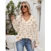 Zeagoo Women’s 2026 Fall V Neck Sweater Casual Long Sleeve Lightweight Ribbed Knit Pullover Sweaters Dressy Casual Tops(Z- Leopard Print)