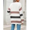 Zeagoo Womens 2026 Long Sleeve Chunky Cable Knit Fall Cardigans Sweaters Button Down Open Front Outerwear with Pockets(Colorblock 643)