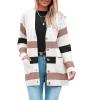 Zeagoo Womens 2026 Long Sleeve Chunky Cable Knit Fall Cardigans Sweaters Button Down Open Front Outerwear with Pockets(Colorblock 643)