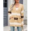 Zeagoo Womens 2026 Long Sleeve Chunky Cable Knit Fall Cardigans Sweaters Button Down Open Front Outerwear with Pockets(Colorblock 645)