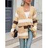 Zeagoo Womens 2026 Long Sleeve Chunky Cable Knit Fall Cardigans Sweaters Button Down Open Front Outerwear with Pockets(Colorblock 645)