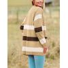 Zeagoo Womens 2026 Long Sleeve Chunky Cable Knit Fall Cardigans Sweaters Button Down Open Front Outerwear with Pockets(Colorblock 645)