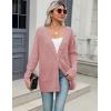 Zeagoo Womens 2026 Long Sleeve Chunky Cable Knit Fall Cardigans Sweaters Button Down Open Front Outerwear with Pockets(Pink)
