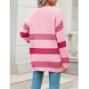 Zeagoo Womens 2026 Long Sleeve Chunky Cable Knit Fall Cardigans Sweaters Button Down Open Front Outerwear with Pockets(Pink Colorblock)