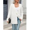 Zeagoo Womens 2026 Long Sleeve Chunky Cable Knit Fall Cardigans Sweaters Button Down Open Front Outerwear with Pockets(White)