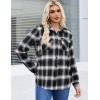 Zeagoo Womens Button Down Flannel Shirts Long Sleeve Plaid Blouses Lightweight Business Dressy Casual Top with Pockets(Black)