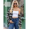Zeagoo Womens Button Down Flannel Shirts Long Sleeve Plaid Blouses Lightweight Business Dressy Casual Top with Pockets(Black)
