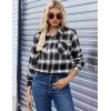 Zeagoo Womens Button Down Flannel Shirts Long Sleeve Plaid Blouses Lightweight Business Dressy Casual Top with Pockets(Black)