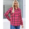 Zeagoo Womens Button Down Flannel Shirts Long Sleeve Plaid Blouses Lightweight Business Dressy Casual Top with Pockets(Hot Pink)