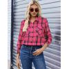 Zeagoo Womens Button Down Flannel Shirts Long Sleeve Plaid Blouses Lightweight Business Dressy Casual Top with Pockets(Hot Pink)