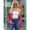 Zeagoo Womens Button Down Flannel Shirts Long Sleeve Plaid Blouses Lightweight Business Dressy Casual Top with Pockets(Hot Pink)