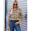 Zeagoo Womens Button Down Flannel Shirts Long Sleeve Plaid Blouses Lightweight Business Dressy Casual Top with Pockets(Khaki)