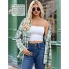 Zeagoo Womens Button Down Flannel Shirts Long Sleeve Plaid Blouses Lightweight Business Dressy Casual Top with Pockets(Light Green)