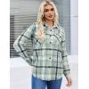 Zeagoo Womens Button Down Flannel Shirts Long Sleeve Plaid Blouses Lightweight Business Dressy Casual Top with Pockets(Light Green)