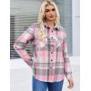 Zeagoo Womens Button Down Flannel Shirts Long Sleeve Plaid Blouses Lightweight Business Dressy Casual Top with Pockets(Pink)
