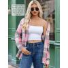 Zeagoo Womens Button Down Flannel Shirts Long Sleeve Plaid Blouses Lightweight Business Dressy Casual Top with Pockets(Pink)