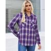 Zeagoo Womens Button Down Flannel Shirts Long Sleeve Plaid Blouses Lightweight Business Dressy Casual Top with Pockets(Purple)