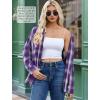 Zeagoo Womens Button Down Flannel Shirts Long Sleeve Plaid Blouses Lightweight Business Dressy Casual Top with Pockets(Purple)