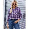 Zeagoo Womens Button Down Flannel Shirts Long Sleeve Plaid Blouses Lightweight Business Dressy Casual Top with Pockets(Purple)