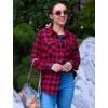 Zeagoo Womens Button Down Flannel Shirts Long Sleeve Plaid Blouses Lightweight Business Dressy Casual Top with Pockets(Red)