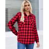 Zeagoo Womens Button Down Flannel Shirts Long Sleeve Plaid Blouses Lightweight Business Dressy Casual Top with Pockets(Red)