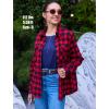 Zeagoo Womens Button Down Flannel Shirts Long Sleeve Plaid Blouses Lightweight Business Dressy Casual Top with Pockets(Red)