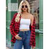 Zeagoo Womens Button Down Flannel Shirts Long Sleeve Plaid Blouses Lightweight Business Dressy Casual Top with Pockets(Red)