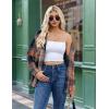 Zeagoo Womens Button Down Flannel Shirts Long Sleeve Plaid Blouses Lightweight Business Dressy Casual Top with Pockets(Sandy Brown)