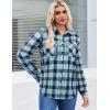 Zeagoo Womens Button Down Flannel Shirts Long Sleeve Plaid Blouses Lightweight Business Dressy Casual Top with Pockets(Teal Blue)