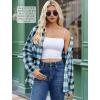 Zeagoo Womens Button Down Flannel Shirts Long Sleeve Plaid Blouses Lightweight Business Dressy Casual Top with Pockets(Teal Blue)