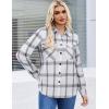 Zeagoo Womens Button Down Flannel Shirts Long Sleeve Plaid Blouses Lightweight Business Dressy Casual Top with Pockets(White)