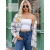 Zeagoo Womens Button Down Flannel Shirts Long Sleeve Plaid Blouses Lightweight Business Dressy Casual Top with Pockets(White)