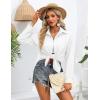 Zeagoo Womens Button Down Shirts Oversized Long Sleeve Floral Printed Blouses Casual Work Tops Drop Shoulder Outfit Clothes(A-white)