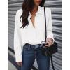 Zeagoo Womens Button Down Shirts Oversized Long Sleeve Floral Printed Blouses Casual Work Tops Drop Shoulder Outfit Clothes(A-white)