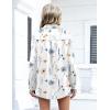 Zeagoo Womens Button Down Shirts Oversized Long Sleeve Floral Printed Blouses Casual Work Tops Drop Shoulder Outfit Clothes(Bf290)