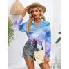 Zeagoo Womens Button Down Shirts Oversized Long Sleeve Floral Printed Blouses Casual Work Tops Drop Shoulder Outfit Clothes(Cx296)