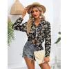 Zeagoo Womens Button Down Shirts Oversized Long Sleeve Floral Printed Blouses Casual Work Tops Drop Shoulder Outfit Clothes(Sf209)