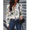 Zeagoo Womens Button Down Shirts Oversized Long Sleeve Floral Printed Blouses Casual Work Tops Drop Shoulder Outfit Clothes(Sp99)