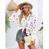 Zeagoo Womens Button Down Shirts Oversized Long Sleeve Floral Printed Blouses Casual Work Tops Drop Shoulder Outfit Clothes(Wf101)