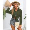 Zeagoo Womens Button Down Shirts Oversized Long Sleeve Floral Printed Blouses Casual Work Tops Drop Shoulder Outfit Clothes(Z-army Green)