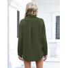 Zeagoo Womens Button Down Shirts Oversized Long Sleeve Floral Printed Blouses Casual Work Tops Drop Shoulder Outfit Clothes(Z-army Green)