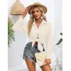 Zeagoo Womens Button Down Shirts Oversized Long Sleeve Floral Printed Blouses Casual Work Tops Drop Shoulder Outfit Clothes(Z-beige)