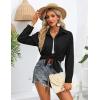 Zeagoo Womens Button Down Shirts Oversized Long Sleeve Floral Printed Blouses Casual Work Tops Drop Shoulder Outfit Clothes(Z-black)